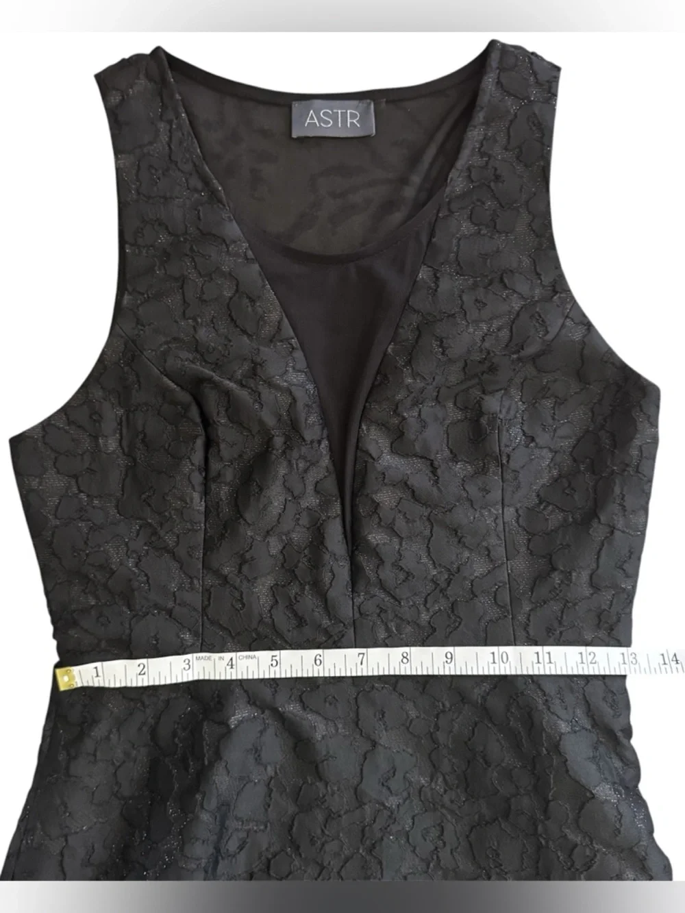 ASTR The Label Black Textured Mesh Fit & Flare Dress Size Small LBD - Picture 9 of 11